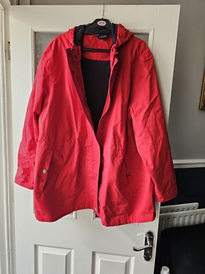Ladies Red Parker Rain Coat Size Uk 20 Very Good Condition UK
