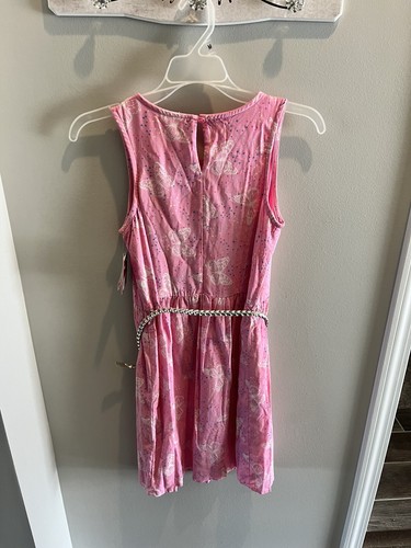 Pink Butterfly & Polka Dots Lined Sleeveless Lightweight Flowy Dress XL 14 NEW - Picture 5 of 7