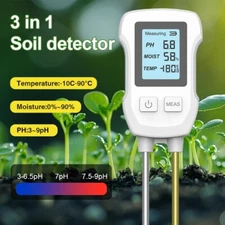 3-in-1 Digital LCD Soil Meter – Temperature, Humidity & pH with Backlight