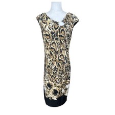Cache Leopard Print Preloved Sheath Dress Siz...