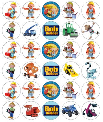Bob der Baumeister x 30 Cupcake Topper Essbar Oblate Papier Fee Tortenaufleger