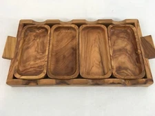 Rosewood Hors d'oeuvre Cheese Chips Snack 4 Removable Bowl Serving Tray