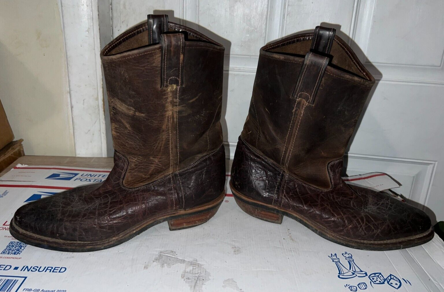 CHIPPEWA 99021 MEN  BROWN LEATHER ELEPHANT PRINT  Cowboy WESTERN BOOTS SIZE 11 D