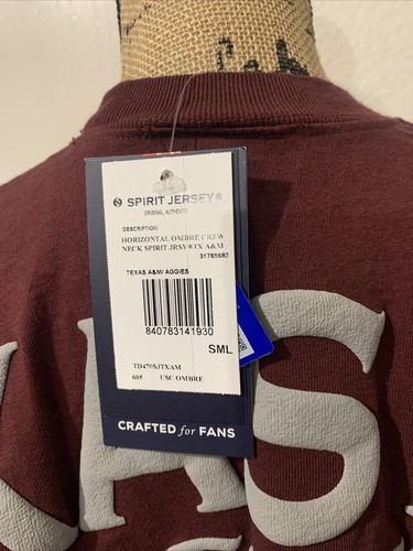 Fanatics Spirit Jersey Ombré Crew Neck Spirit Jersey TX A&M Aggies Small NWT - Picture 8 of 15