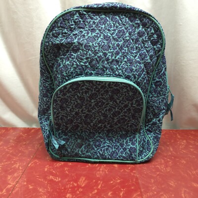 Kaddie Libbie Quilted School Backpack Blue Teal Flower Print