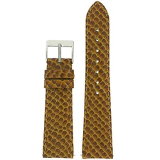 Watch Band Genuine Leather Strap Quick Change Snake Print Brown with Springs 