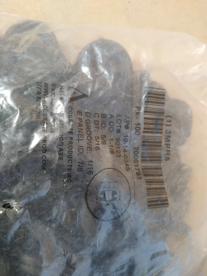 New Unopened Bag Zoro Select 3Mpr5 Grommet SBR Pk100 Hole=7/8" ID=5/8" OD=1-1/8" - Image 2 of 4