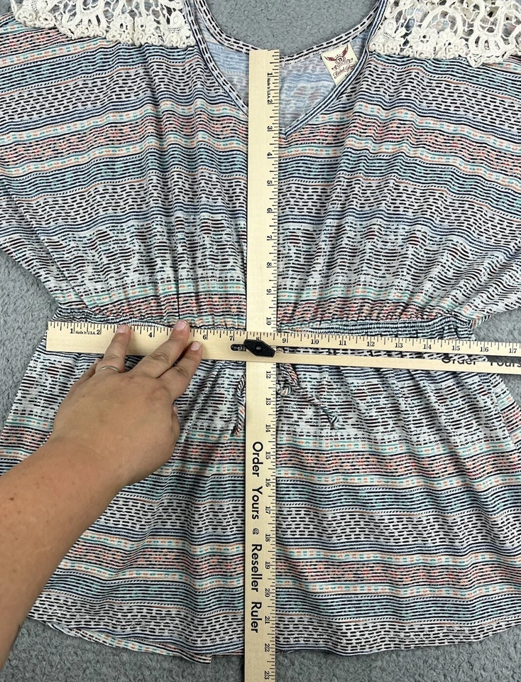 Винтажный Faded Glory Топ XL Вязание крючком Кружево Бохо Крестьянин Коттеджкор Струящийся Хиппи - Изображение 3 из 4