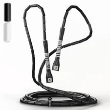 Sportbit Beaded Jump Rope - Tangle-free Adjustable Jump Ropes for Fitness Black