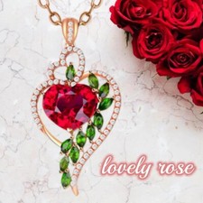 Trendy Exquisite Sweet Rose Heart Pendant Necklace Holiday Birthday Women Gift