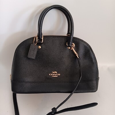 Coach Mini Sierra Satchel Crossbody Black Crossgrain Leather F27591