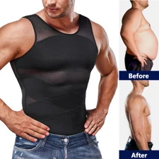 Men Gynecomastia Compression T Shirt Slimming Vest Shaper Tummy Control Tank Top