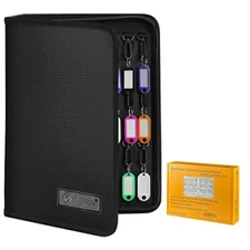 KEY ORGANIZER Portable Zippered Organizer Case Black 54 Hooks SDSTONE