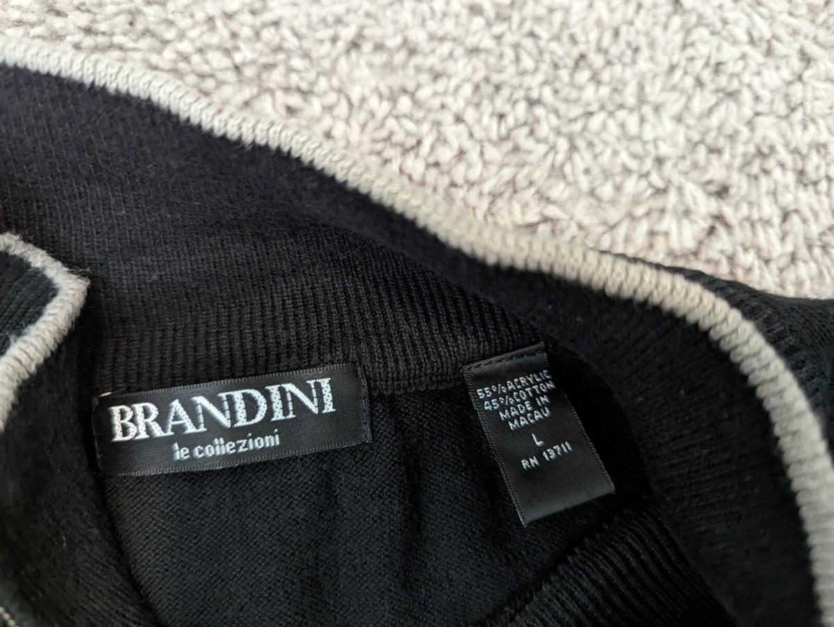 Brandini Le Collezioni Sweater Mens Large Black Quarter Zip | eBay
