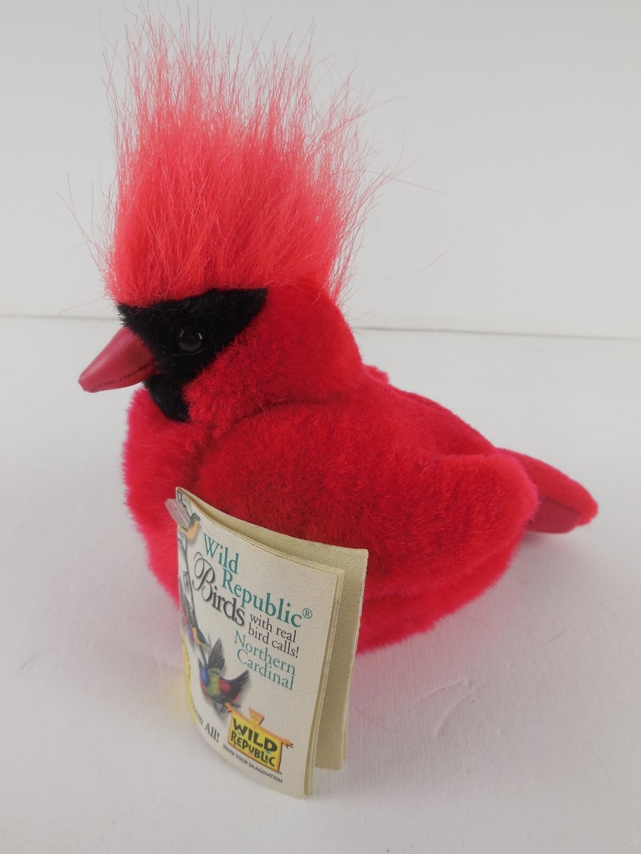 Wild Republic Audubon Birds Red Northern Cardinal Chirping Plush w