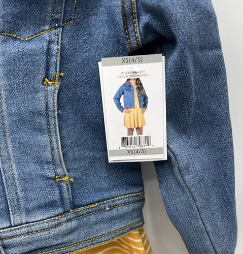 Girls Size XS(4/5) Zunie 2-Piece Set Yellow Striped Sundress & Jean Jacket - Picture 4 of 5