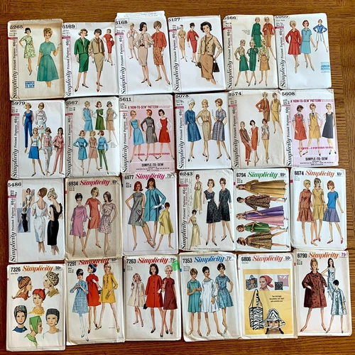 Vintage Simplicity 1960s Pattern Lot of 24 Sz 16 to 22.5 plus HATS & ACCESSORIES