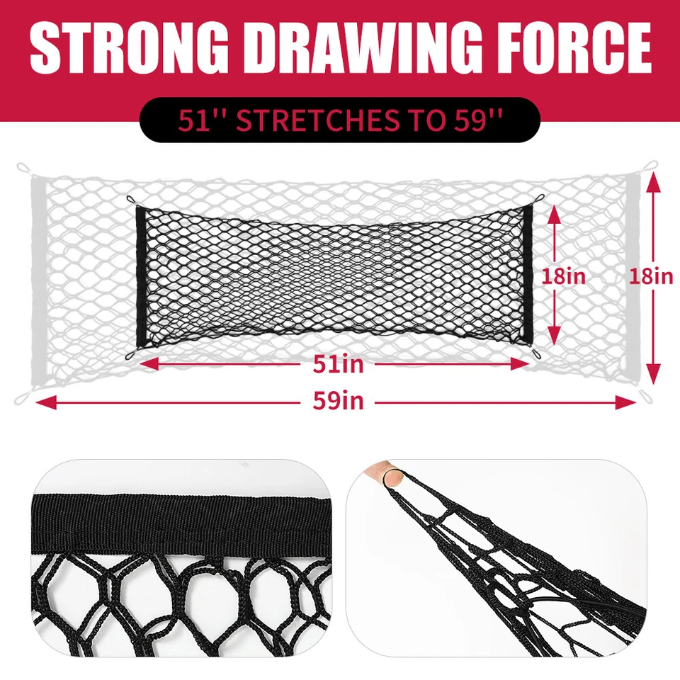 For Ford Ranger Pickup Rear Truck Bed Cargo Net Envelope Heavy-Duty Storage Mesh - Image 2 of 4