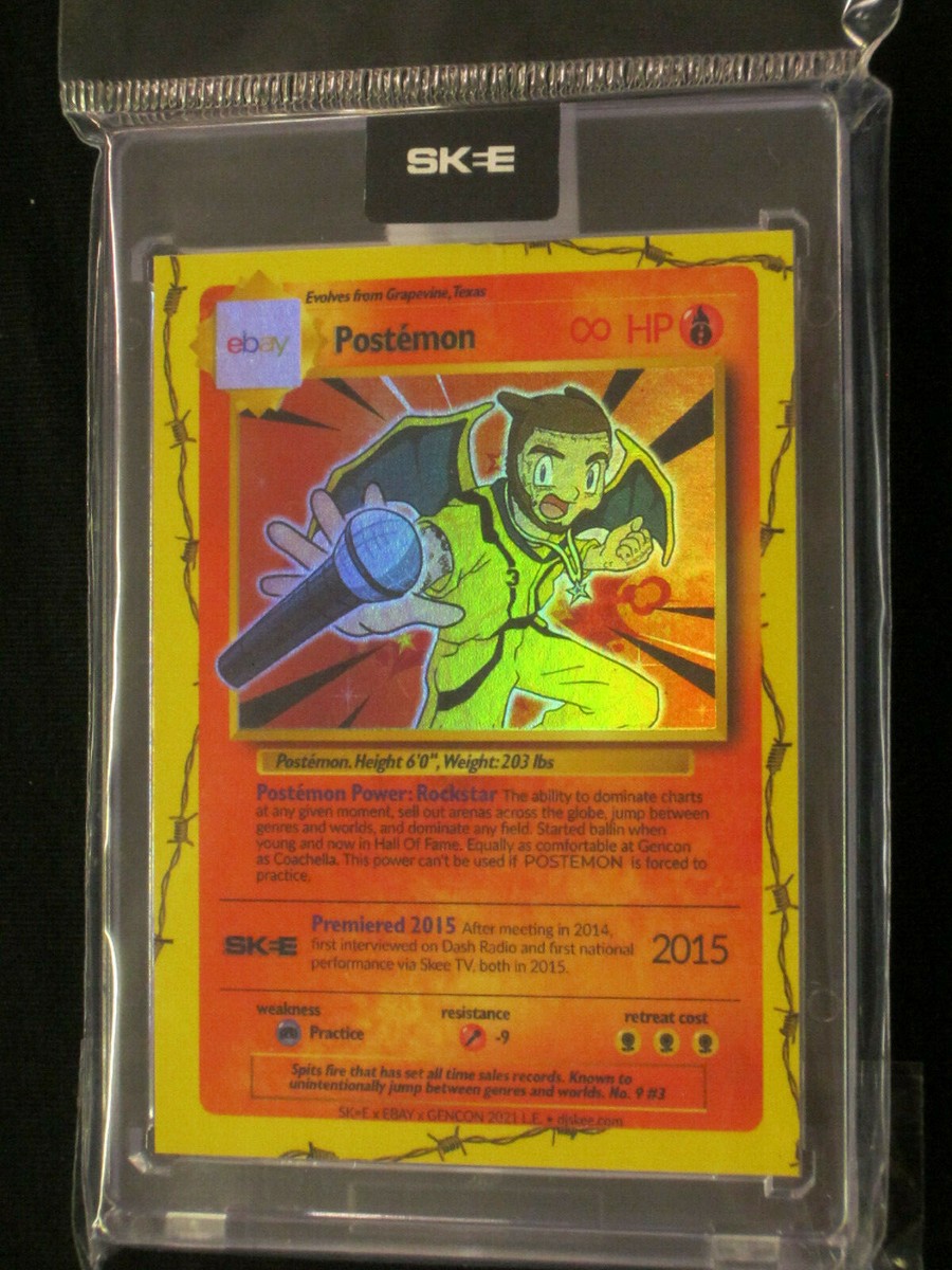 post malone buys pokemon card Pokemon Gen Con 2021 Ebay Exclusive POSTEMON 711/999 Post Malone SEALED NM