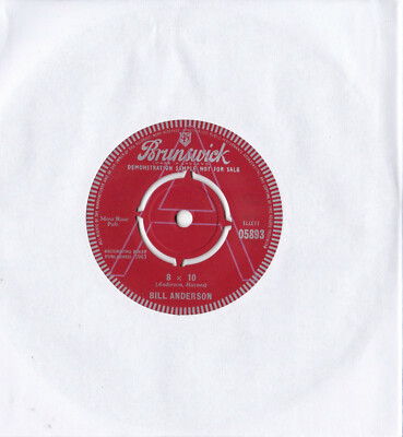Bill Anderson -8 X 10 / One Mile Over - Two Miles Back-  7'' 45 Promo Brunswick