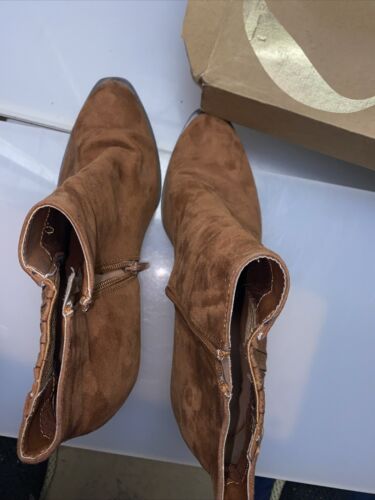 Stivaletti Charlotte Russe donna taglia 9 zip tacco alto cognac scamosciati - Foto 7 di 9