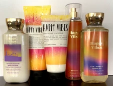 Bath & Body Works LOT OF 5 HAPPY VIBES Shower Gel~Mist~Lotion~Scrub~Body Cream
