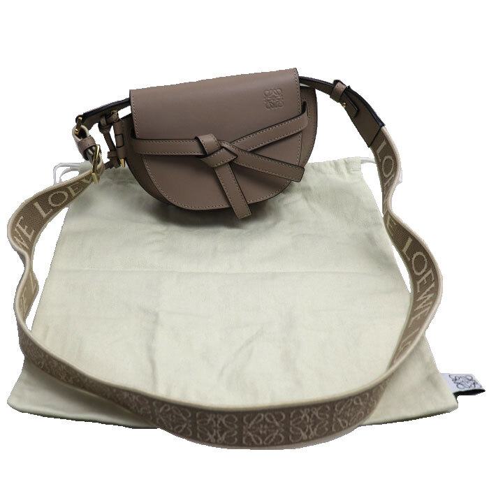 ☆LOEWE☆ Mini GATE Duel ショルダーバッグ SAND♪ Loewe Gate Dual Mini Shoulder Bag Sand Soft calfskin and