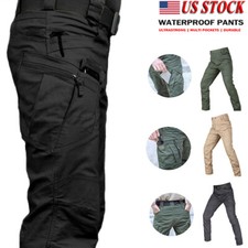 Mens Tactical Cargo Pants Waterproof Combat Work Hiking Outdoor Trousers Pants