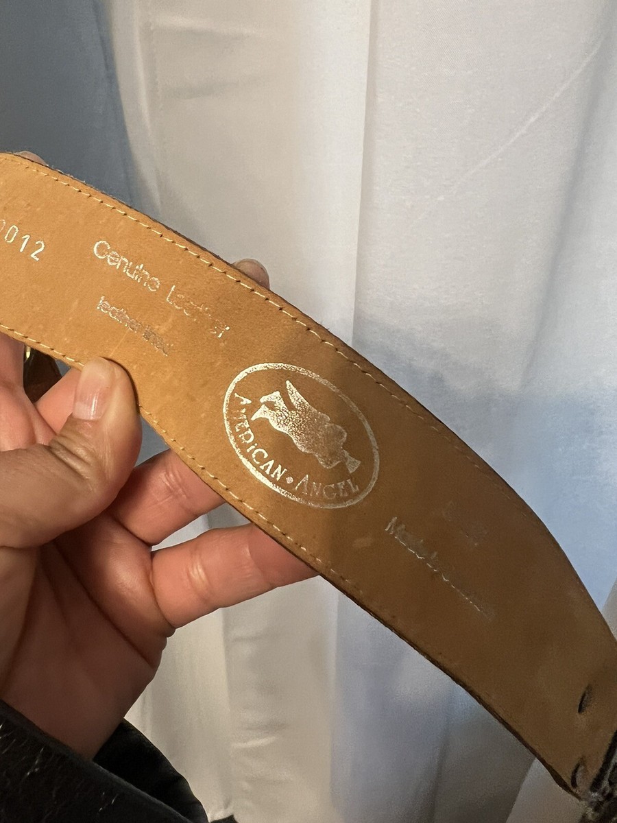 metal accent brown leather womens belt made in colombia size small One Of A Kind metal accent brown leather womens belt made in colombia size  main image 3