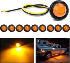 Nilight TL-03 10 PCS 3/4” Round Clearance LED Front Rear Side Indicator Amber 