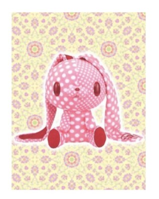 Chax GP Multi Purpose Rabbit Bunny Plushy Pink Textillic Crazy Dots 28 Cm