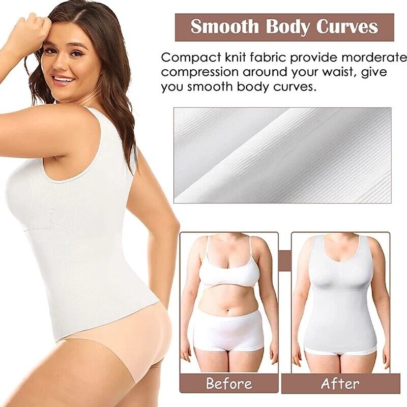 Women Shapewear Tank Tops with Built in Shelf Bra Tummy Control Body Shaper  Vest 