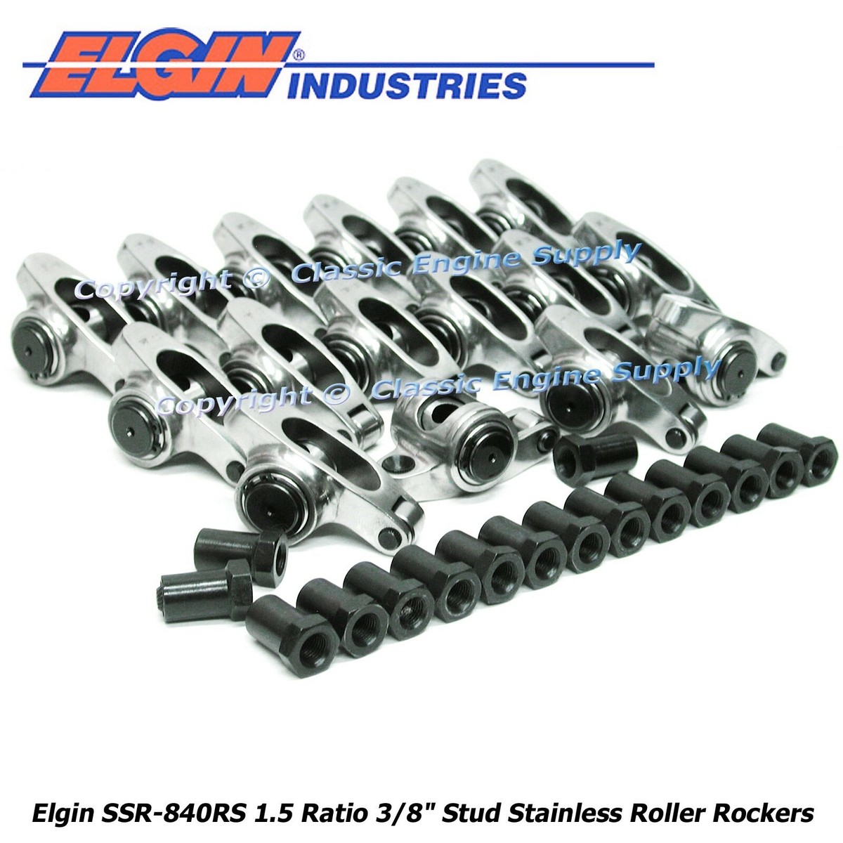 Elgin SBC Steel Rocker Arm Kit - 1.5 Ratio 3/8 Elgin SBC Steel Rocker Arm Kit - 1.5 Ratio 3/8