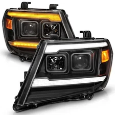 Black Projector Headlights w/ Switchback LED Bar for 2009-2021 Nissan Frontier