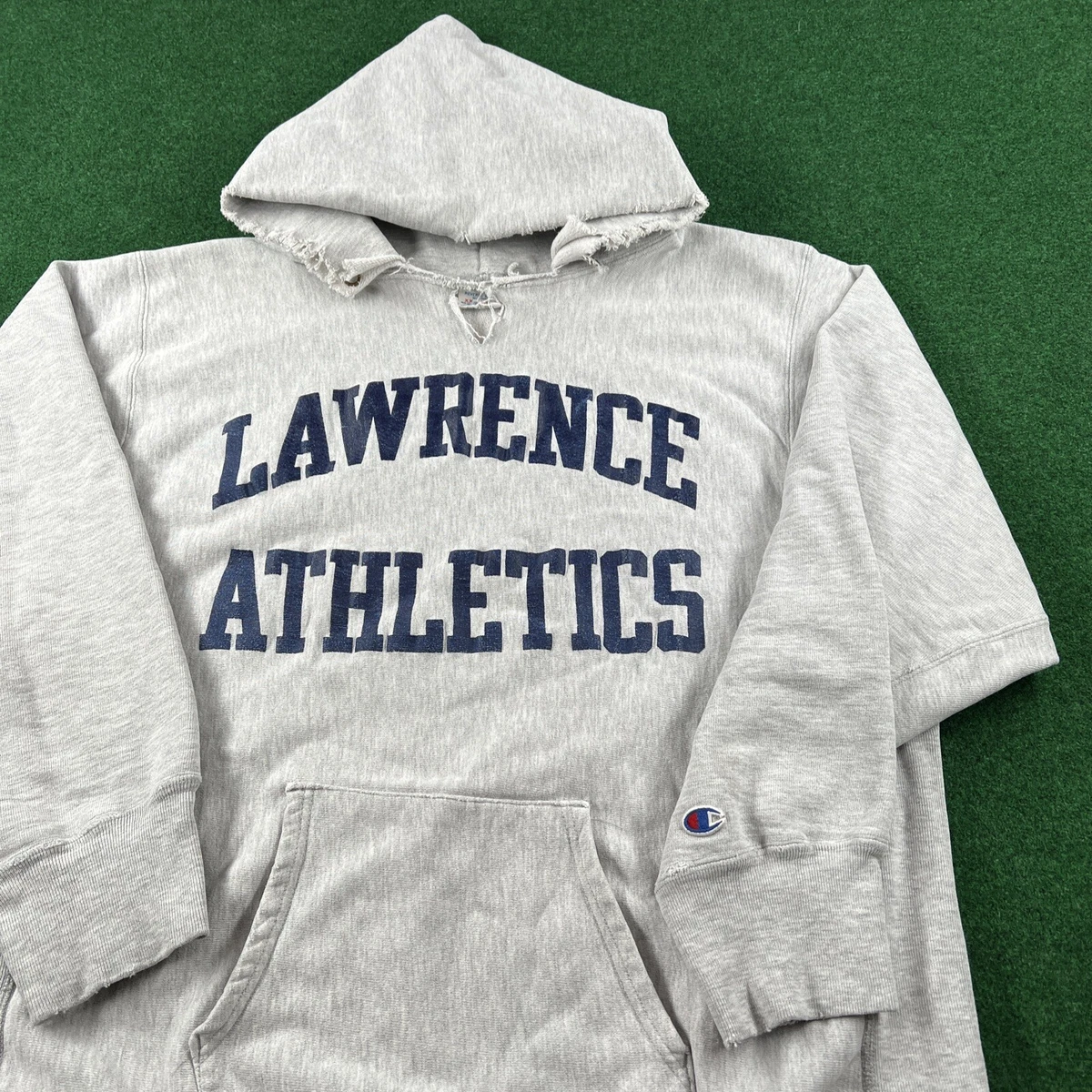 Vintage Champion Reverse Weave Hoodie Mens XXL Gray Lawrence University  Warm Up