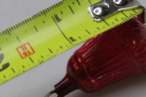 Vintage Glas Outdent geprägt GLOCKE Mini Feder Baum Weihnachtsschmuck rot - Bild 6 von 6