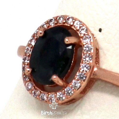 1Ct Authentic Oval Blue Sapphire Ring Women Wedding Jewelry 14K Rose Gold Plated - Picture 7 of 10