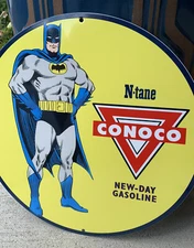 Vintage Style Conoco N-Tane  New Day Gasoline Heavy Steel Metal Quality Sign