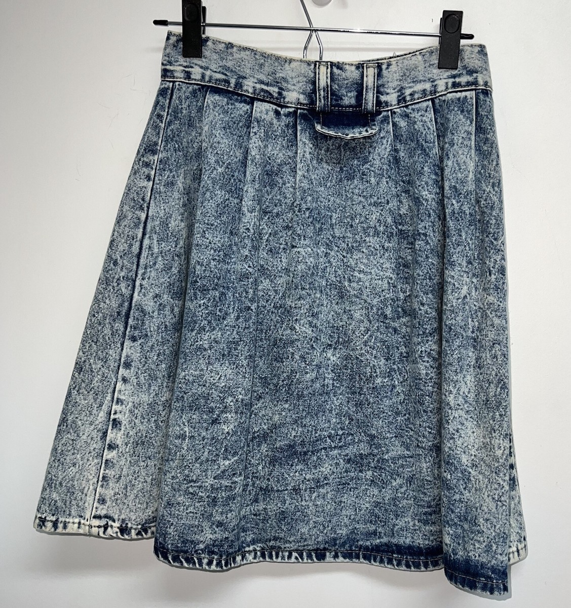 【Anyone more】Toy Vintage Washing Denim Skirt Vintage 80s Weathered Blues Acid Washed Fringe High Waisted