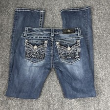 Miss Me Jeans Womens 28 Blue Signature Boot Embellished Pockets Bootcut JP7324B