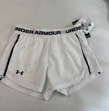 Under Armour Girls Tech Play Up Shorts White Loose Athletic Size YS NWT Read