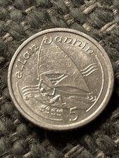 1991 Isle of Man 5 Pence Coin Windsurfing