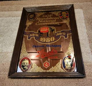 RARE Strohs Beer Bar Mirror 1980 GOP Republican National Convention Detroit