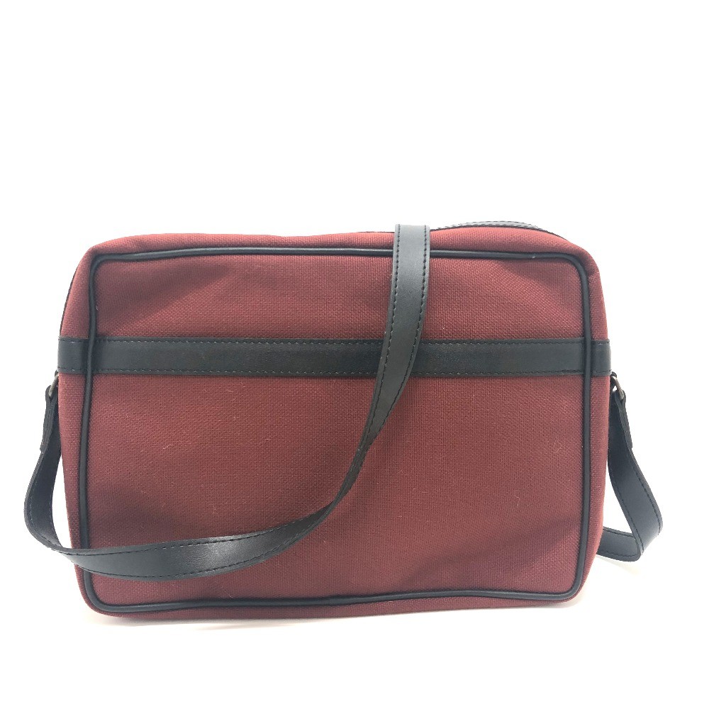 Y0727 Borsa a tracolla Yves Saint Laurent logo unisex quadrata tela pelle rosso uso