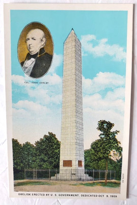 BATTLE OF KINGS MOUNTAIN NC POSTCARD BLACKSBURG SC US OBELISK Col Isaac Shelby M