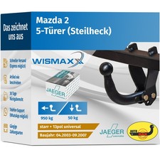 ANHÄNGERKUPPLUNG starr für Mazda 2 04-07 +13pol E-Satz ABE