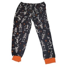 Skeleton Sleepwear Pants Lounge Pajama Black Orange Childs Large Black