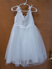 PLUVIOPHILY Lace Applique Tulle Flower Girl Dress Size 4 Little Girls