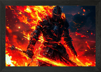 Feuerritter Paladin Held gerahmtes Wandbild Poster Leinwanddruck Bild