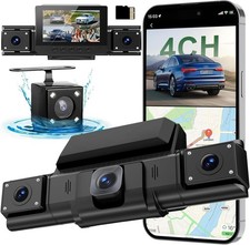 4 Channel Dash Cam,360  All-Around View,Front and Rear Inside Car Camera with 3"